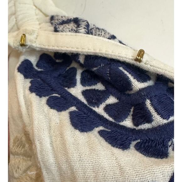 Figue Cream Blue Embroidered Boho Peasant Top with Tassels sz S NWOT $428 - Picture 8 of 10